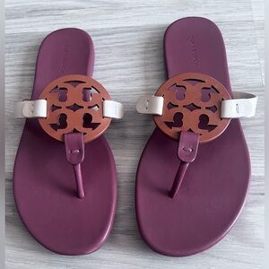 TORY BURCH MILLER SANDAL
Eggplant & New Cream Color
Size 8.5
Like New